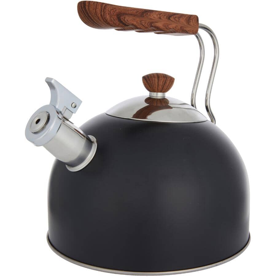 Tea Kettle with Short Wood Handle - Black, 2.3 L