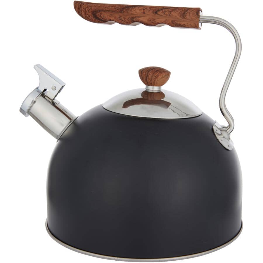 Tea Kettle with Short Wood Handle - Black, 2.3 L