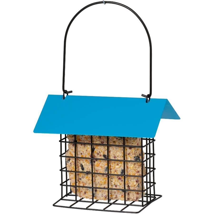 Single Suet Cake Bird Feeder - with Metal Roof