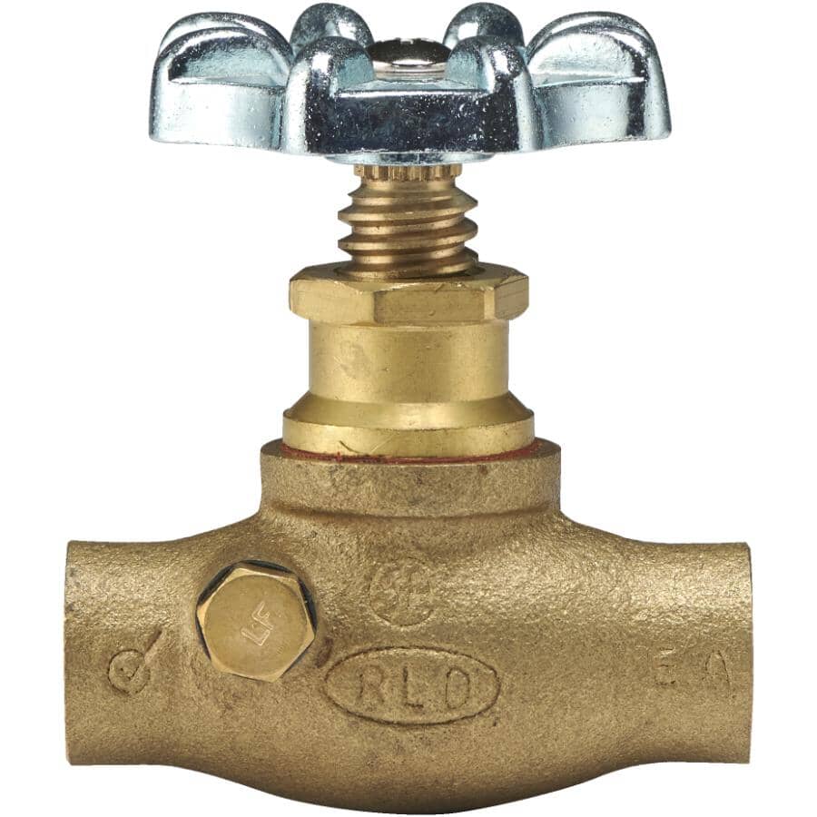 1/2" Copper Straight Stop Valve - with Drain + Aluminum Handle