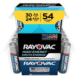 High Energy AA & AAA Alkaline Batteries Combo Pack - 54 Pack