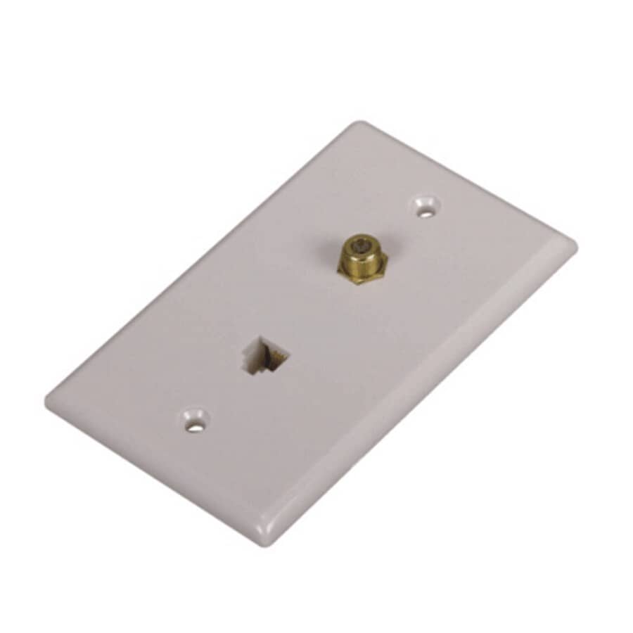 Coaxial Cable & Phone Wall Plate - White