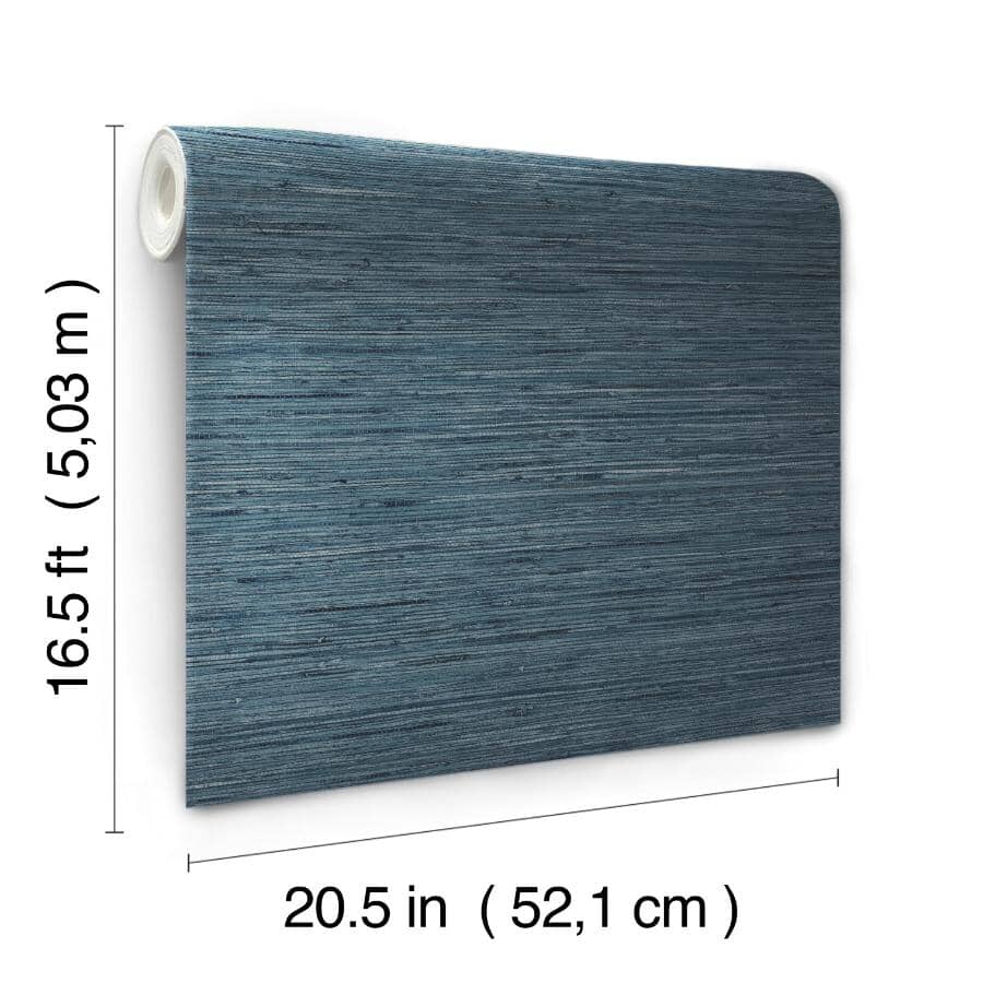 Faux Grasscloth Peel & Stick Wallpaper - Blue, 20.5" x 16.5'
