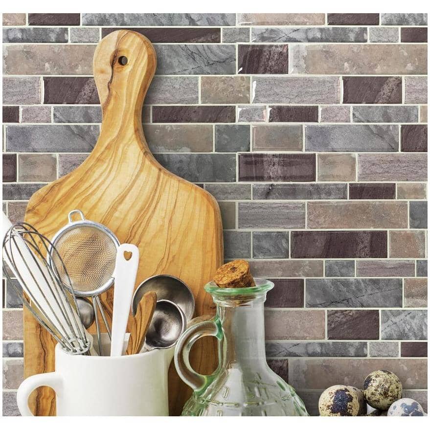 Long Stone Peel & Stick Backsplash Tiles - Blue, 10.5", 4 Pack