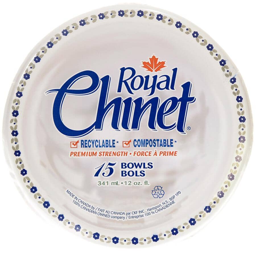 Disposable Paper Dinner Bowls - 15 Pack