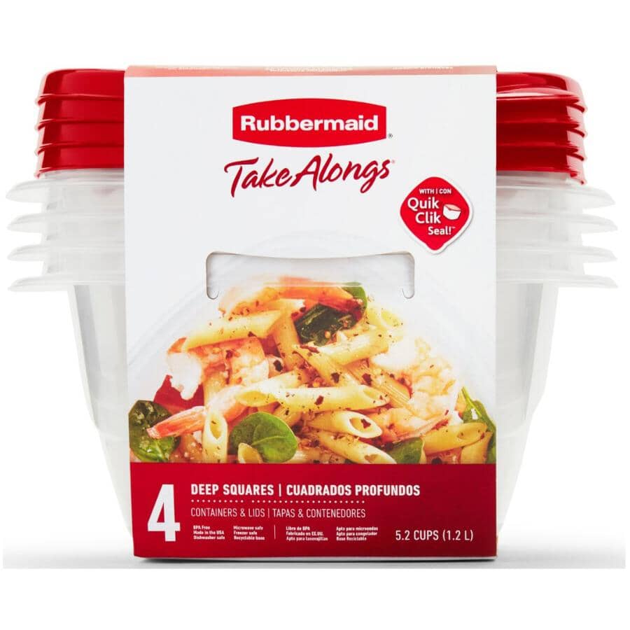 Deep Square Take Along Food Containers - 1.2 L, 4 Pack