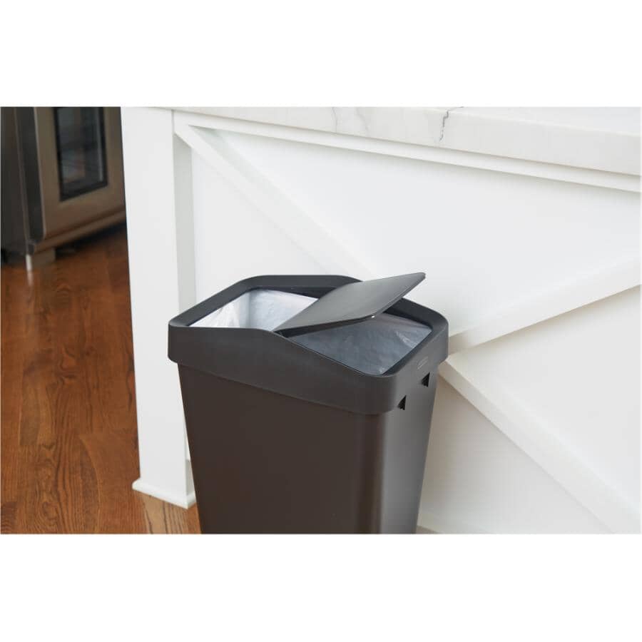 Swing-Top Garbage Can - Black, 46.2 L