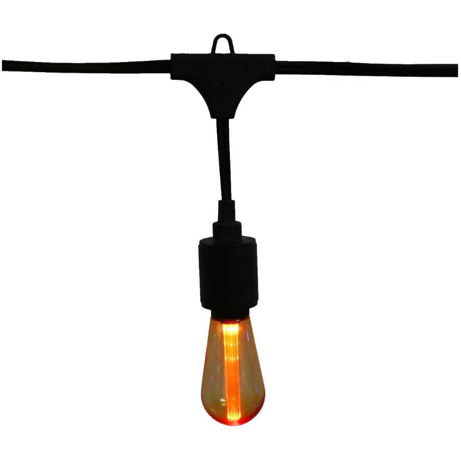 S10 Drop Socket Light Set with Black Wire - Multi-Colour, 10 Lights