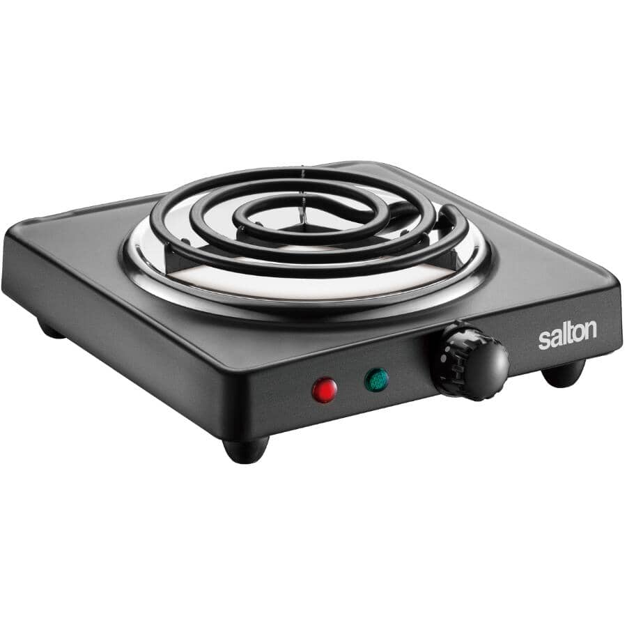 Portable Electric Coil Single Cooktop - with Temperature Control, Black