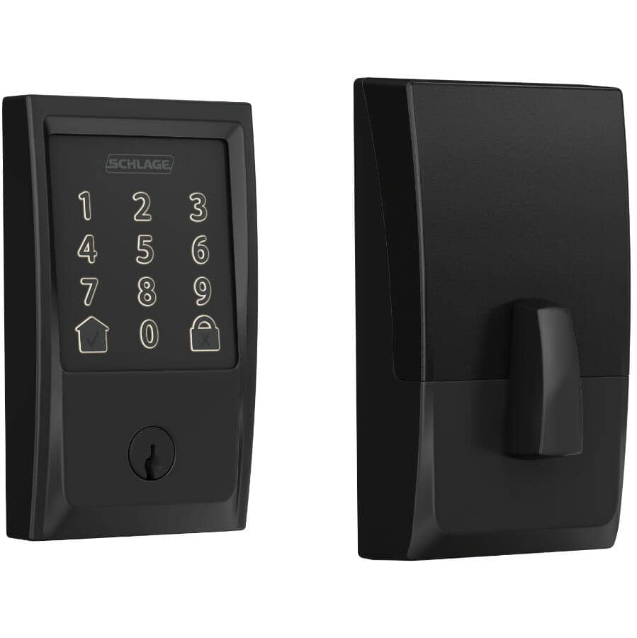 Matte Black Electronic Encode WiFi Deadbolt, with Century Trim