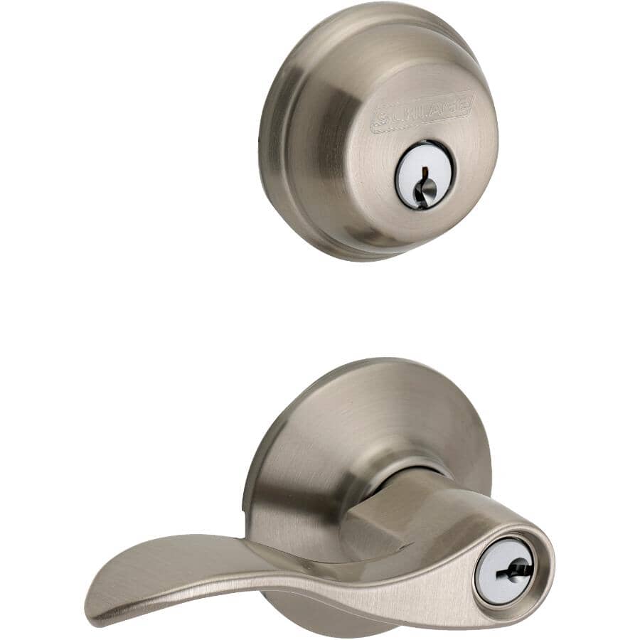 Satin Nickel Accent Entrance and Deadbolt Leverset