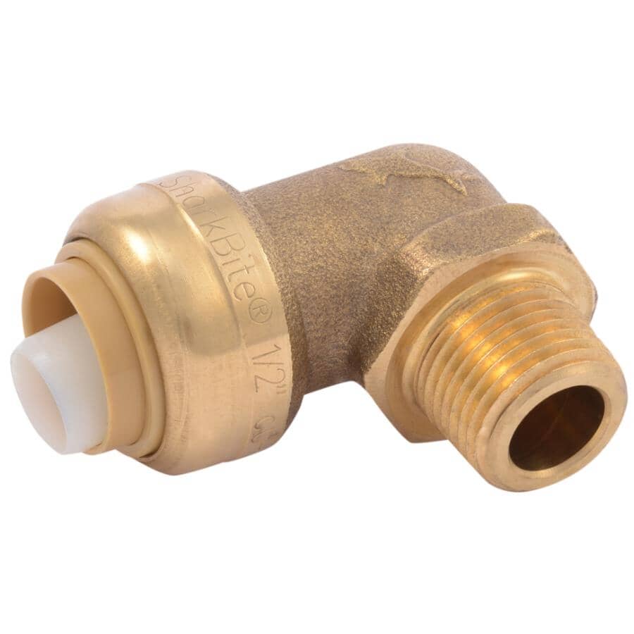 1/2" Push Fit x 3/8" MPT Brass Dishwasher Elbow