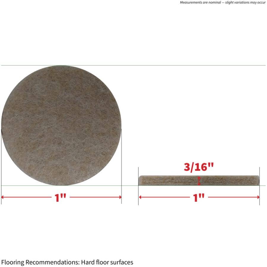 1" Round Heavy Duty Felt Pads - 48 Value Pack