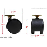 2 Pack 2" Twin Wheel Swivel Plate Casters