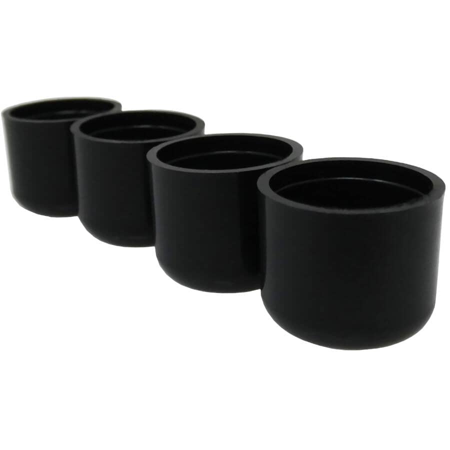 5/8" Black Plastic Furniture Leg Tips - 4 Pack