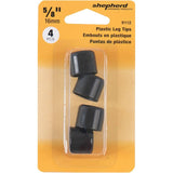 5/8" Black Plastic Furniture Leg Tips - 4 Pack