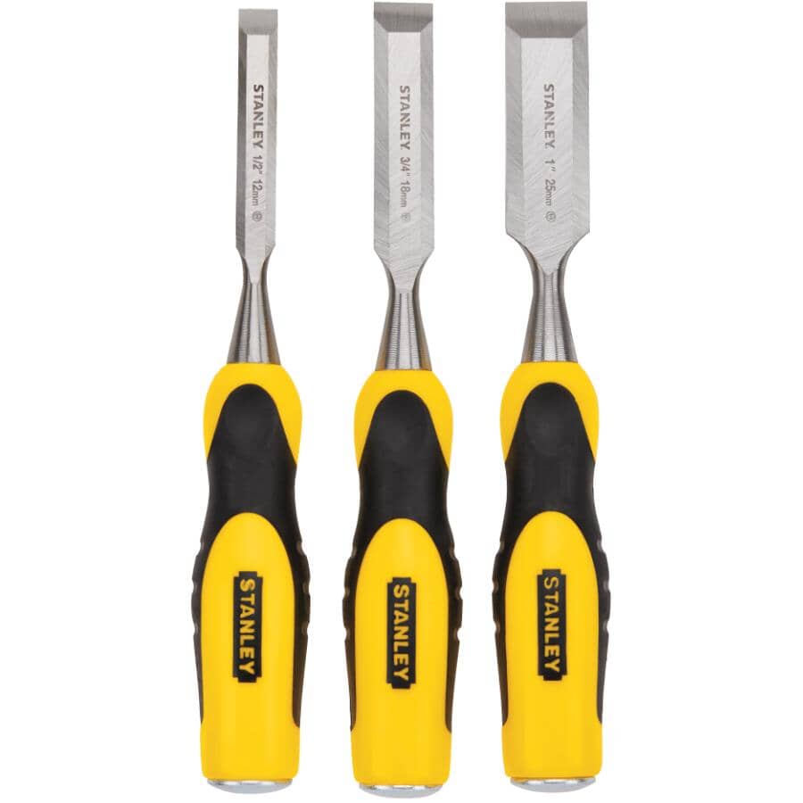 3 Piece Beveled Edge Wood Chisel Set
