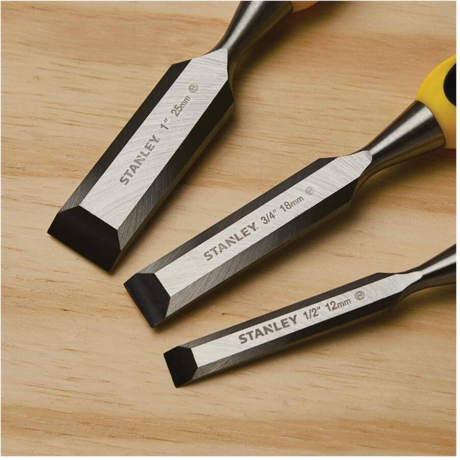 3 Piece Beveled Edge Wood Chisel Set