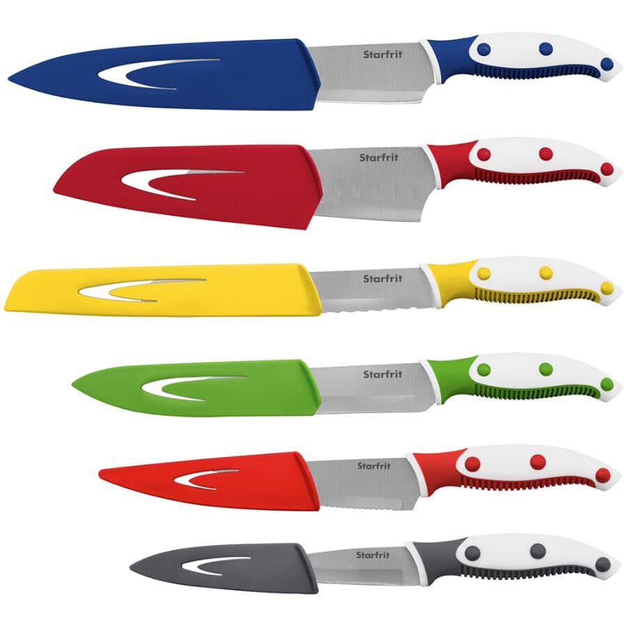 Kitchen Knife Set with Sheath - 6 Pc