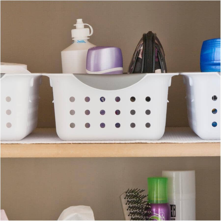 11" x 8" x 4" White Plastic Storage Basket