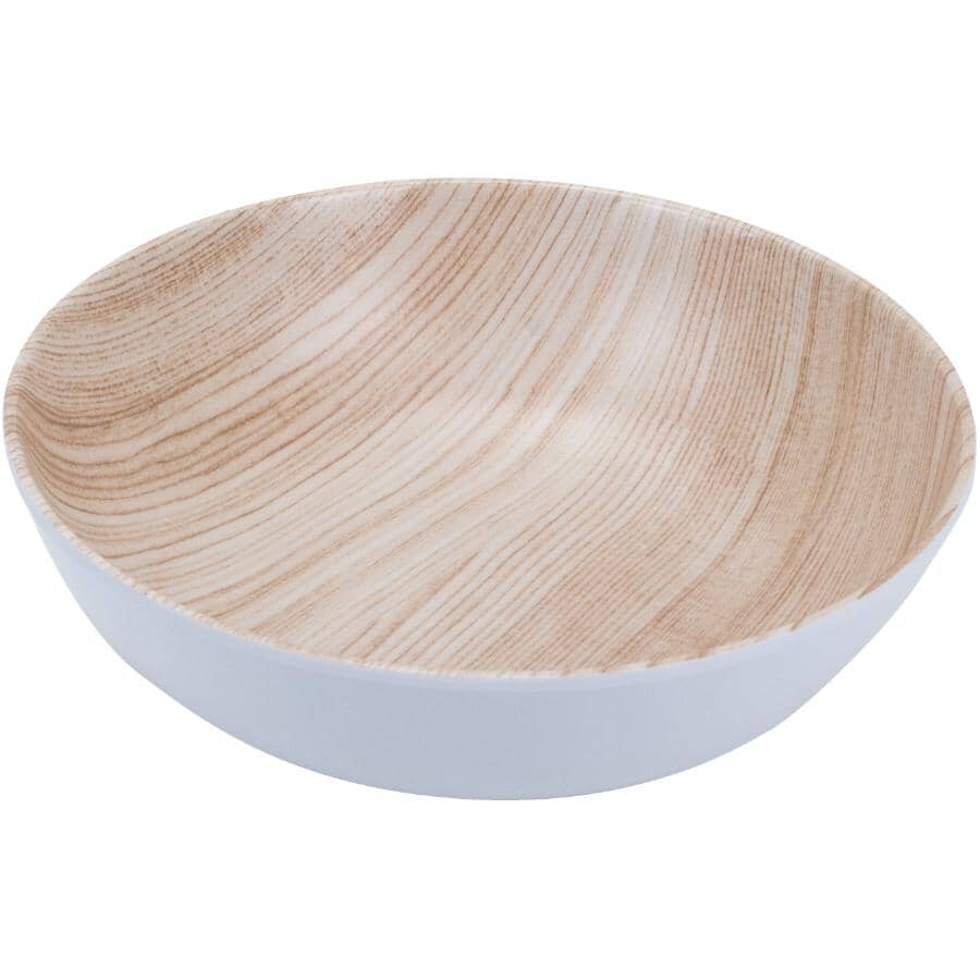 Melamine Salad Bowl with Wood Grain - 7.5"