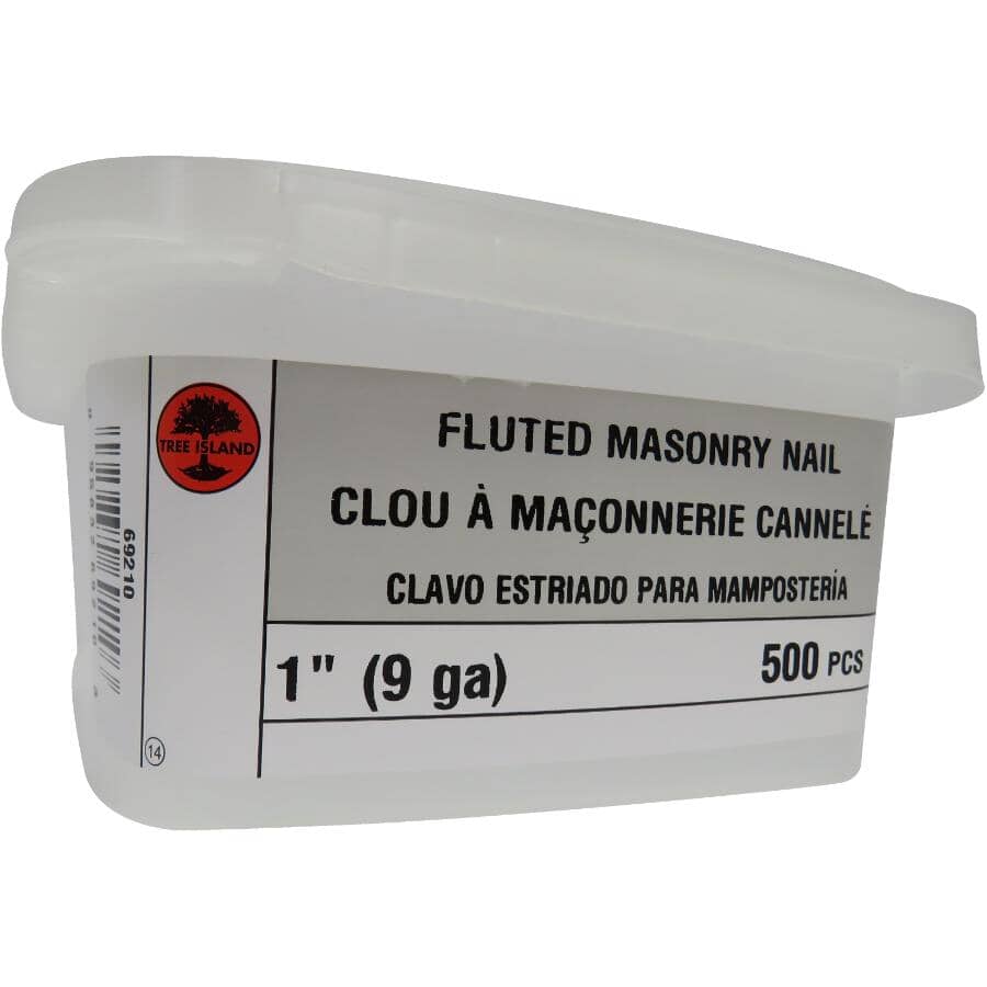 500 Pack 1" Fluted Concrete Nails