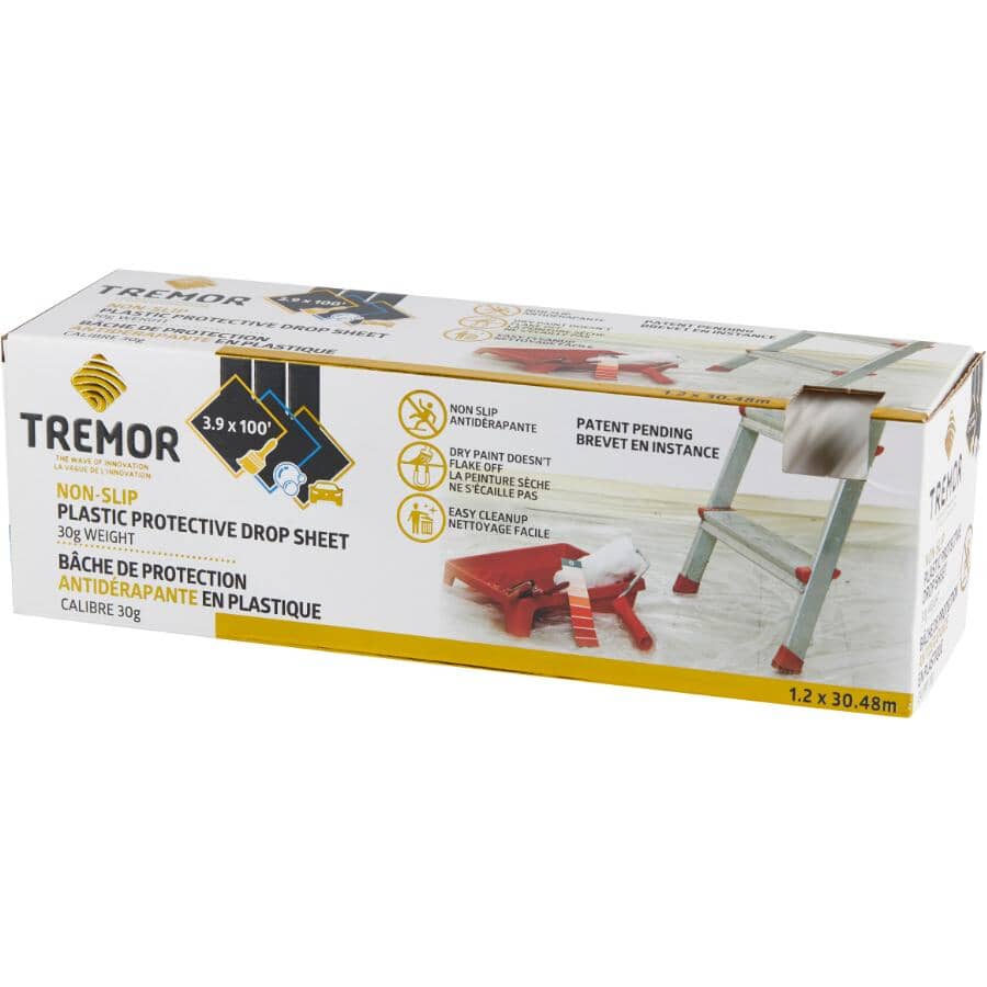 Non-Slip Plastic Protective Drop Sheet - 3.9' x 100'
