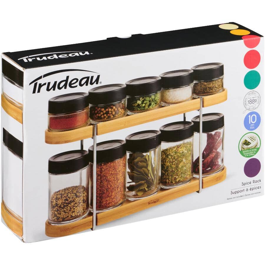 Compact Glass Spice Rack with 10 Jars