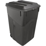 Rough & Ready Wheeled Garbage Can with Attached Lid - Black, 170 L