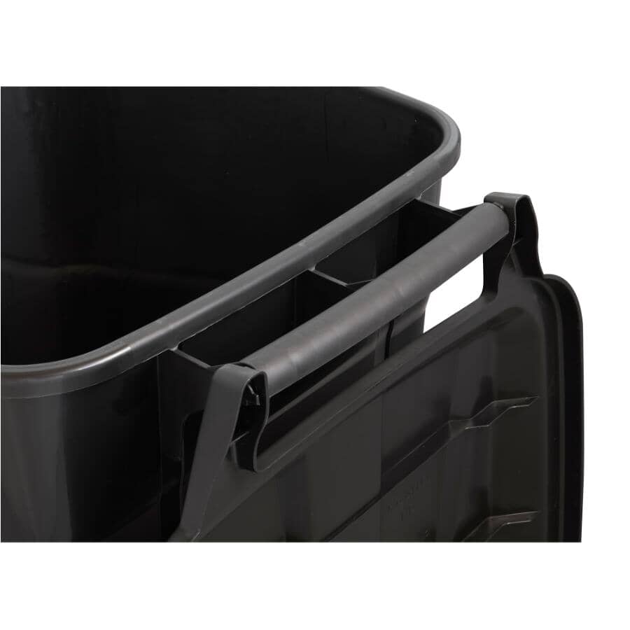 Rough & Ready Wheeled Garbage Can with Attached Lid - Black, 170 L