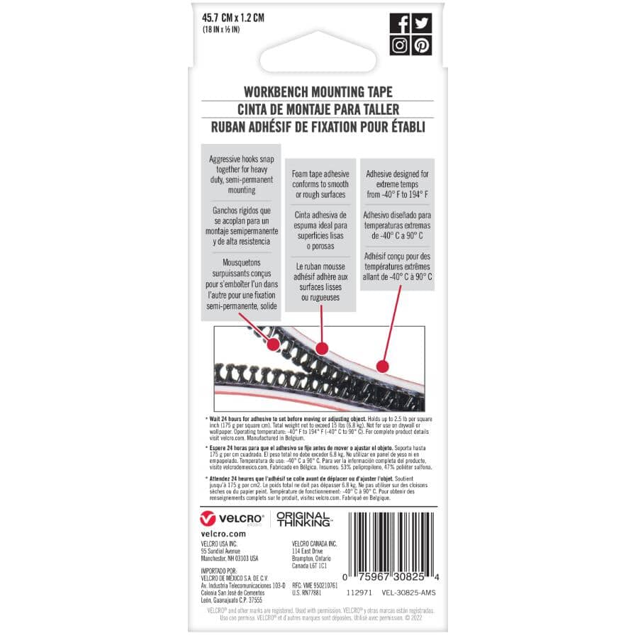 1/2" x 18" Workbench Mounting Tape - Black