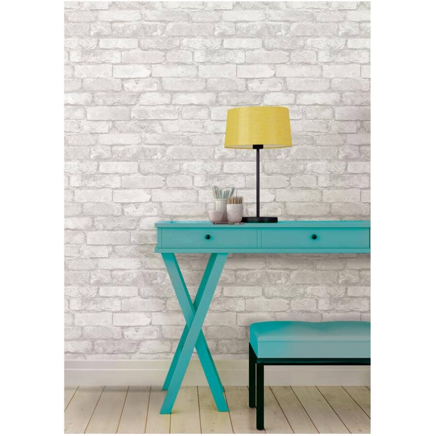 Brick Peel and Stick Wallpaper - Grey & White, 20.5" x 18'