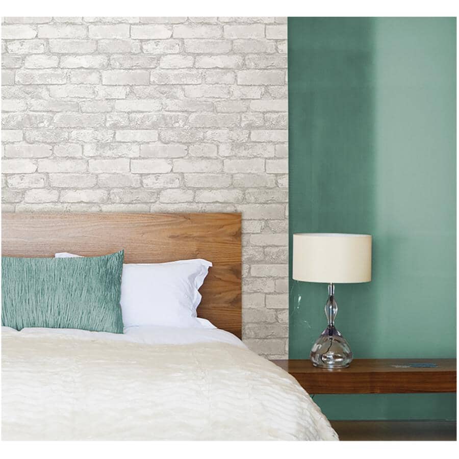 Brick Peel and Stick Wallpaper - Grey & White, 20.5" x 18'