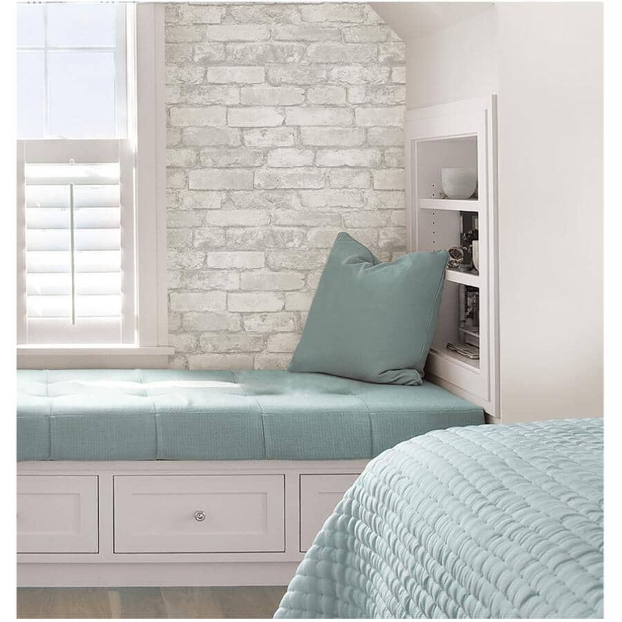 Brick Peel and Stick Wallpaper - Grey & White, 20.5" x 18'