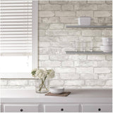 Brick Peel and Stick Wallpaper - Grey & White, 20.5" x 18'