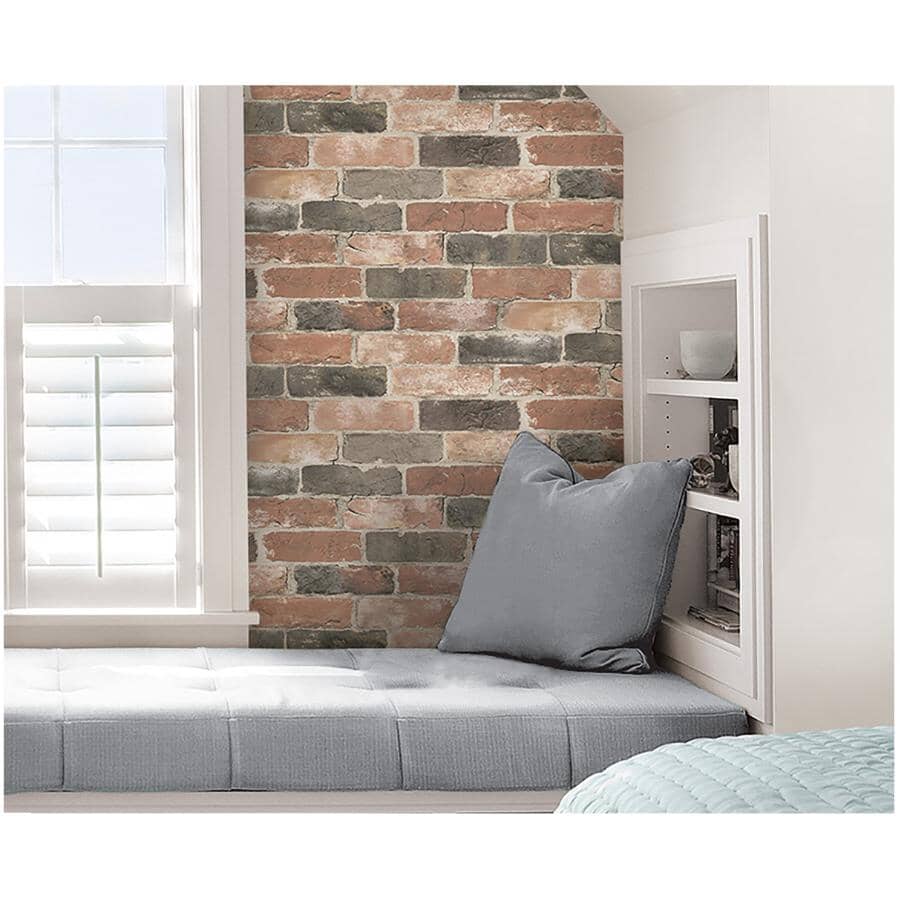 Newport Peel & Stick Wallpaper - Reclaimed Brick, 20.5" x 18'