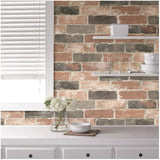 Newport Peel & Stick Wallpaper - Reclaimed Brick, 20.5" x 18'
