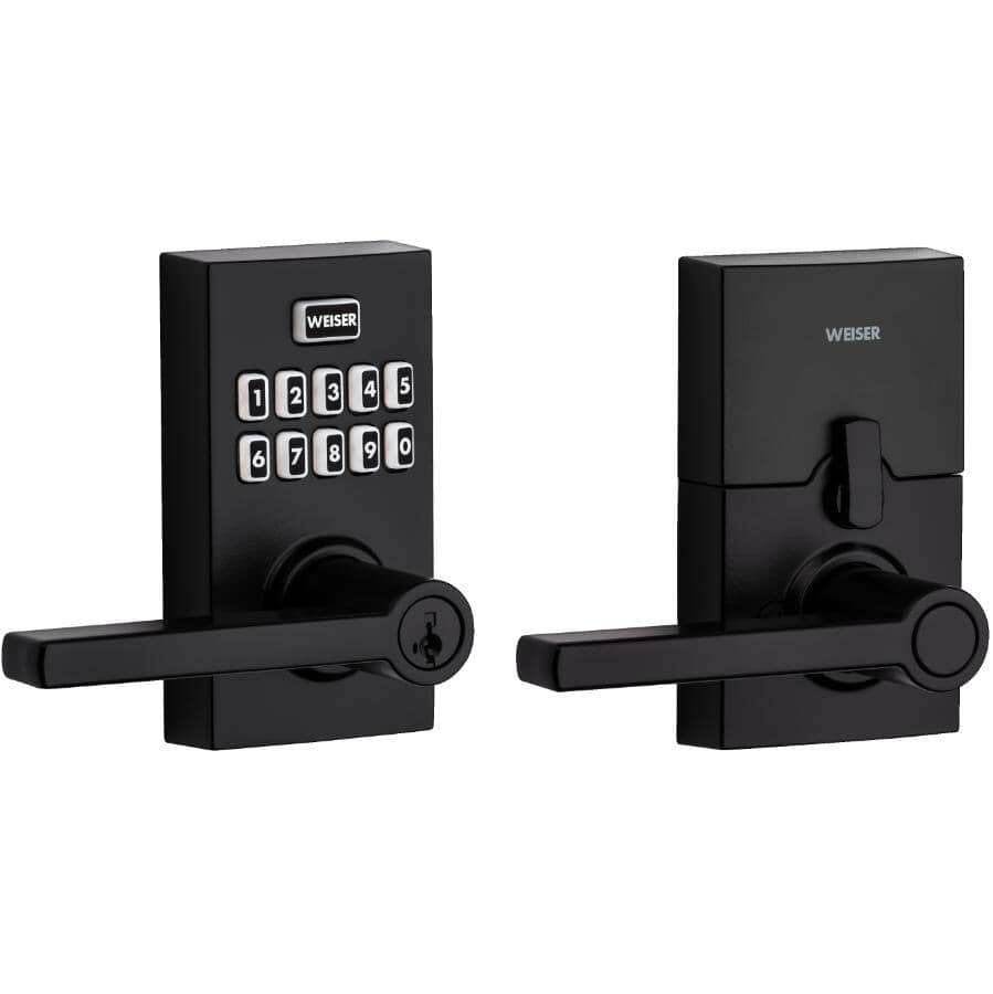 Smartcode Electronic Entrance Leverset - Matte Black, Keyless Entry + Keypad and SmartKey Technology