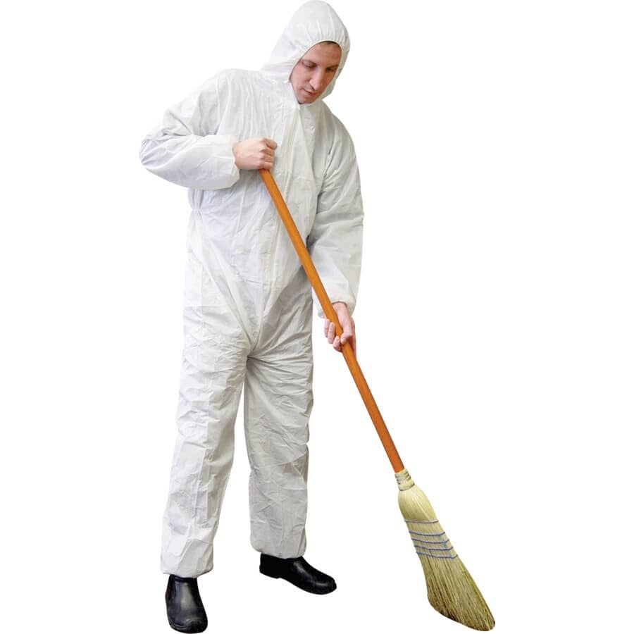 Men's Disposable Protective Painter's Coveralls - Medium, White